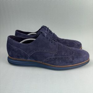Cole Haan Original Grand Wingtip Oxford Shoes Men’s Size 13M Navy Blue Suede
